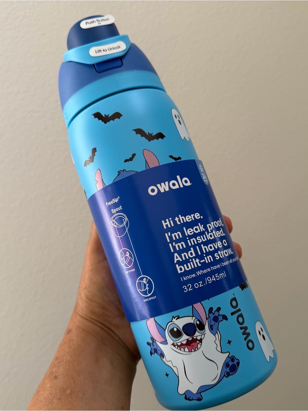 Owala Kids 32 oz Blue Leak-Proof Insulated Water Bottle with Built-In Straw